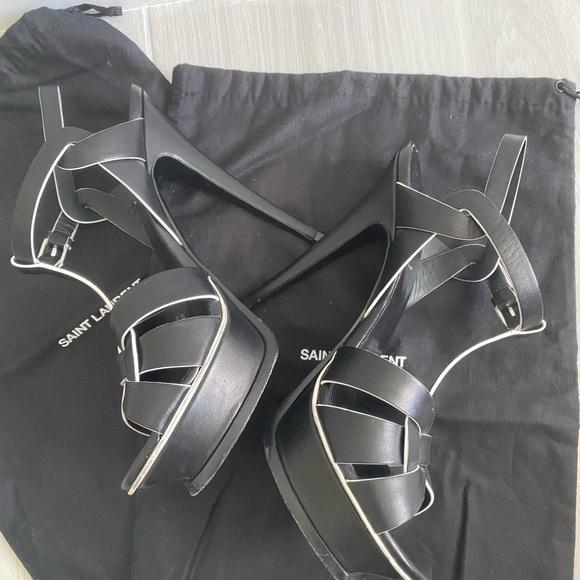 Saint Laurent- TRIBUTE PLATFORM SANDALS IN SMOOTH LEATHER - Picture 4 of 6